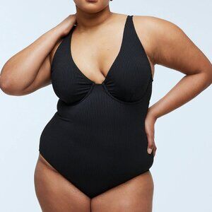 Madewell Ribbed Underwire Open-Back One-Piece Swimsuit NWT